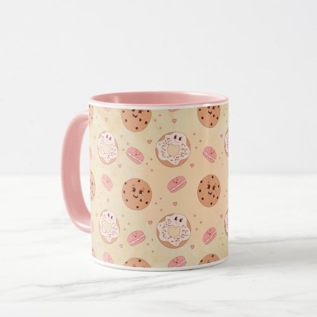 Retro Donuts & Cookies Pattern Mug (Front Left)