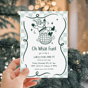 Retro Doodle Disco Santa Christmas Party Invitation