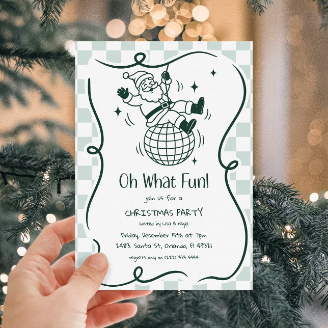 Retro Doodle Disco Santa Christmas Party Invitation (Creator Uploaded)