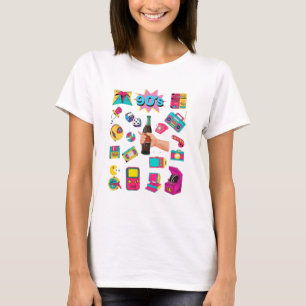 Retro Doodle Sticker Collage Graphic T-Shirt