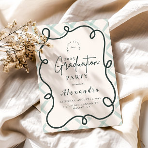 Retro Doodle Wavy Frame Graduation Invitation