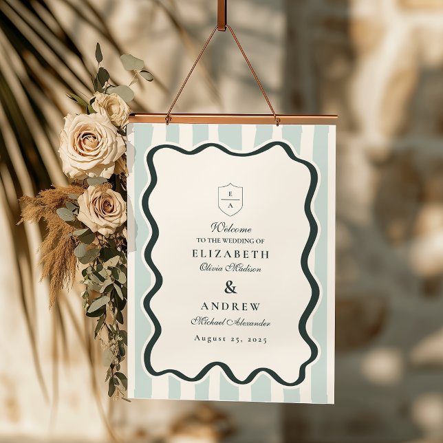 Retro Doodle Wavy Frame Wedding Foam Board (Creator Uploaded)