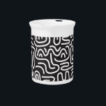 Retro Doodle Wavy Lines: Monochrome Beverage Pitcher<br><div class="desc">Seamless pattern with doodle wavy lines in retro style in black and white 2 Retro Black & White Wavy Lines: Fun & Cool Style. Step into the retro future with abstract symbols. 80s, pattern, retro, 90s, line, decor, memphis, abstract, doodle, background, illustration, texture, fashion, vintage, white, black, seamless, hipster, fabric,...</div>
