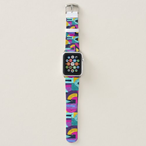 Retro doodles geometric pop art apple watch band