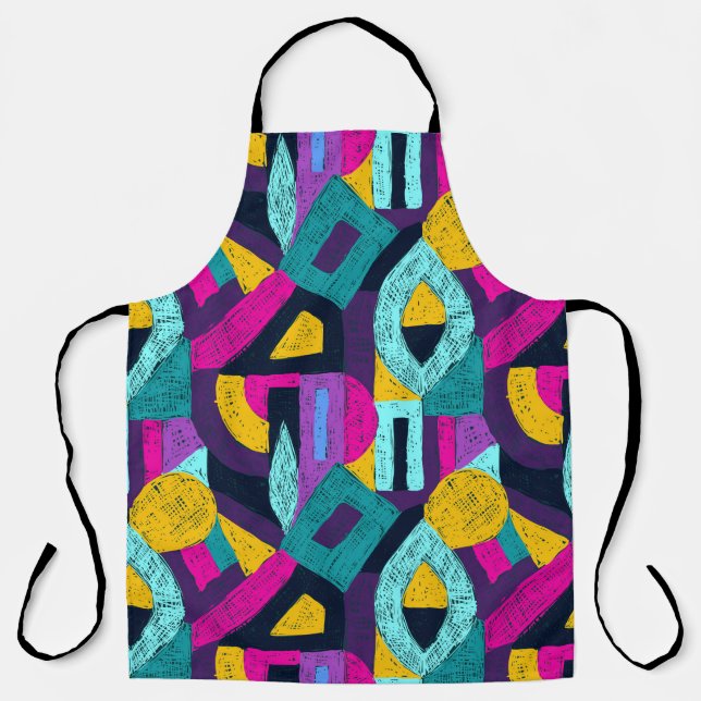 Retro doodles: geometric pop art. apron (Front)