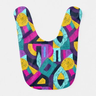 Retro doodles: geometric pop art. baby bib