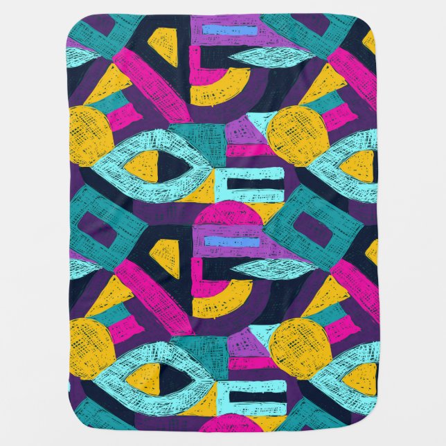 Retro doodles: geometric pop art. baby blanket (Front)