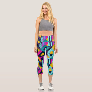 Retro doodles: geometric pop art. capri leggings