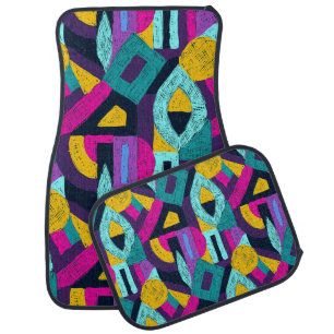 Retro doodles: geometric pop art. car floor mat