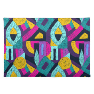 Retro doodles: geometric pop art. cloth placemat