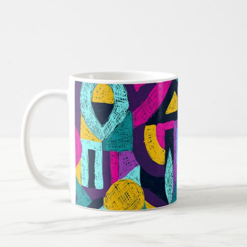 Retro doodles geometric pop art coffee mug