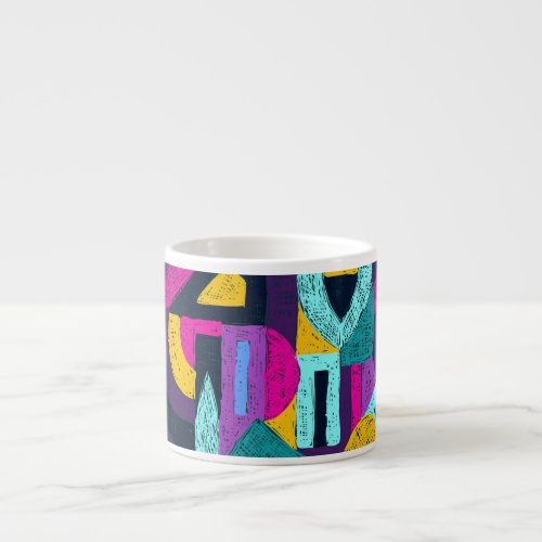 Retro doodles geometric pop art espresso cup