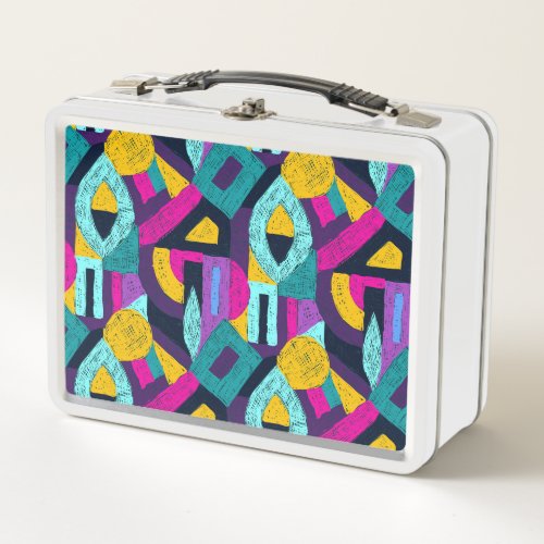 Retro doodles geometric pop art metal lunch box