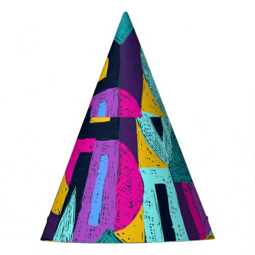 Retro doodles geometric pop art party hat
