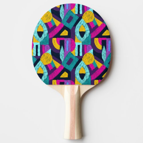 Retro doodles geometric pop art ping pong paddle
