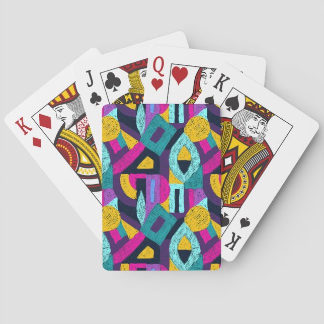 Retro doodles: geometric pop art. poker cards (Back)