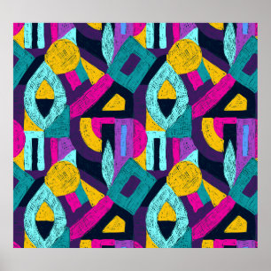 Retro doodles: geometric pop art. poster