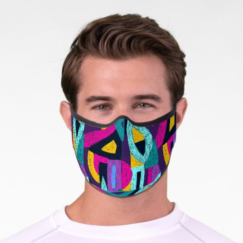 Retro doodles geometric pop art premium face mask