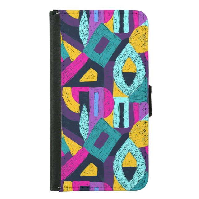 Retro doodles: geometric pop art. samsung galaxy wallet case (Front)