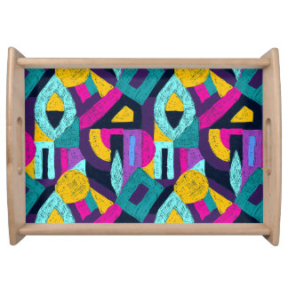 Retro doodles: geometric pop art. serving tray