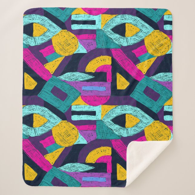 Retro doodles: geometric pop art. sherpa blanket (Front)