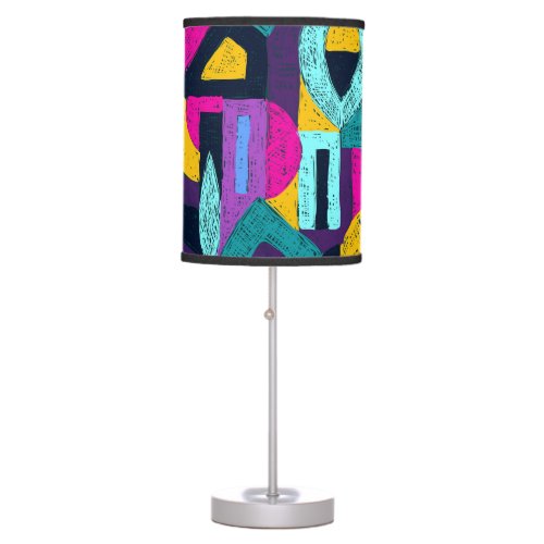 Retro doodles geometric pop art table lamp
