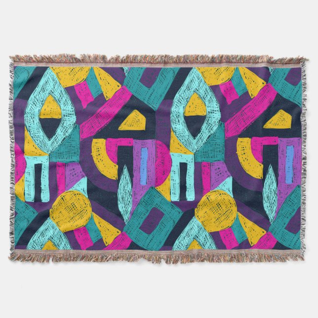Retro doodles: geometric pop art. throw blanket (Front)