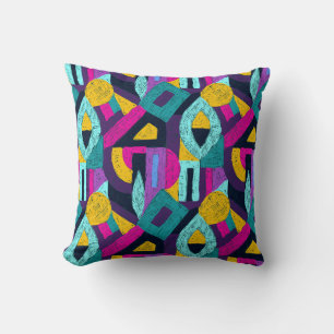 Retro doodles: geometric pop art. throw pillow