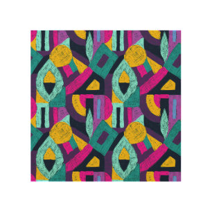 Retro doodles: geometric pop art. wood wall art