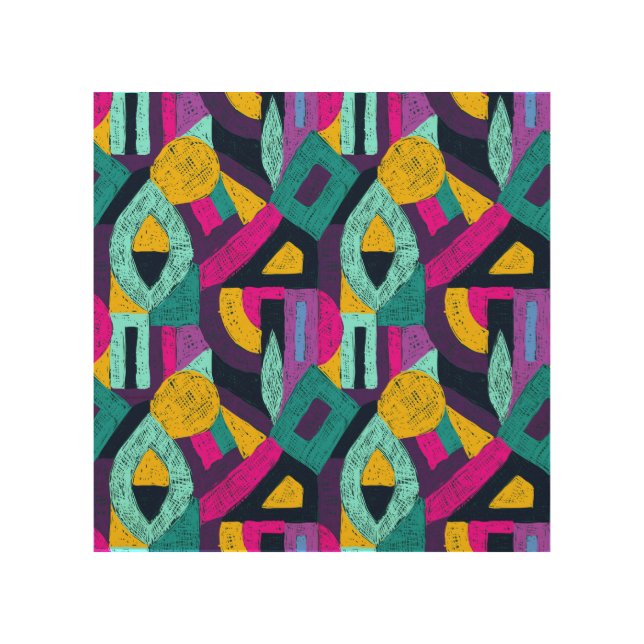 Retro doodles: geometric pop art. wood wall art (Front)