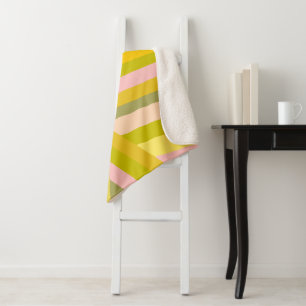 Retro Dopamine Decor Striped Pink Green Preppy Sherpa Blanket