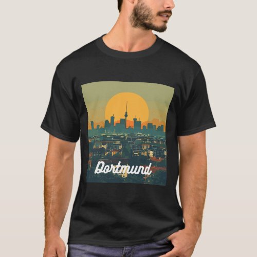 Retro Dortmund Skyline  T_Shirt