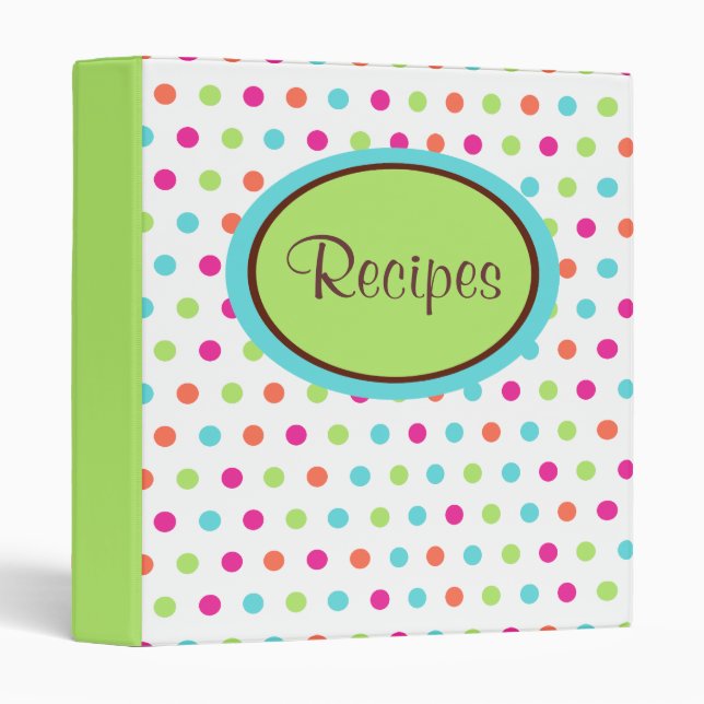 Retro Dot Recipe Binder (Front/Spine)