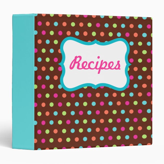 Retro Dot Recipe Binder (Front/Spine)