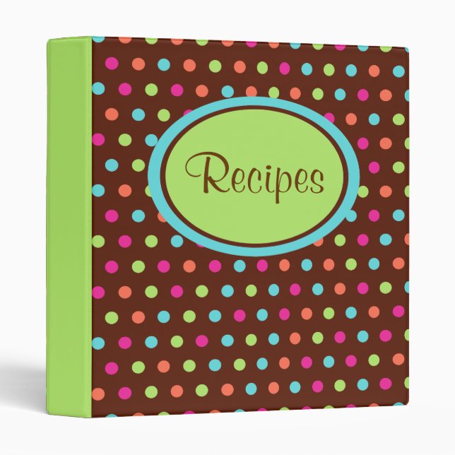 Retro Dot Recipe Binder (Front/Spine)