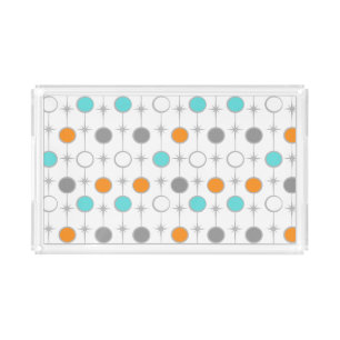 Retro Dots and Starbursts Acrylic Serving Tray