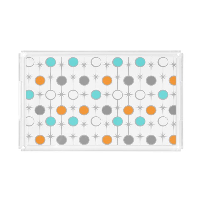 Retro Dots and Starbursts Acrylic Serving Tray (Front)