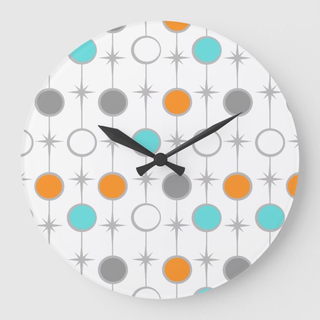 Retro Dots and Starbursts Acrylic Wall Clock (Front)