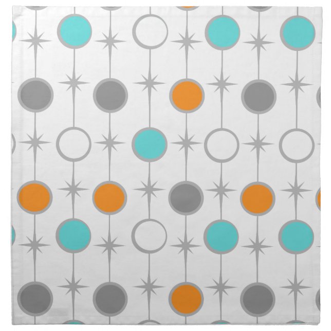 Retro Dots and Starbursts Cloth Napkin (Front)
