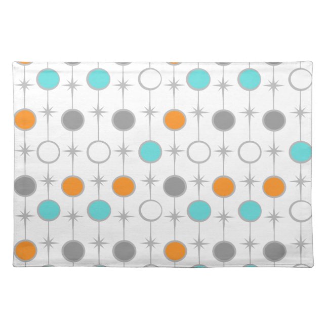 Retro Dots and Starbursts Cloth Placemat (Front)