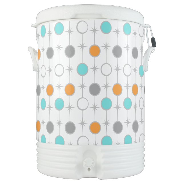 Retro Dots and Starbursts Igloo Beverage Cooler (Front)