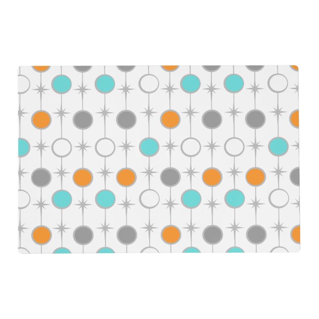 Retro Dots and Starbursts Laminated Placemat (Front)
