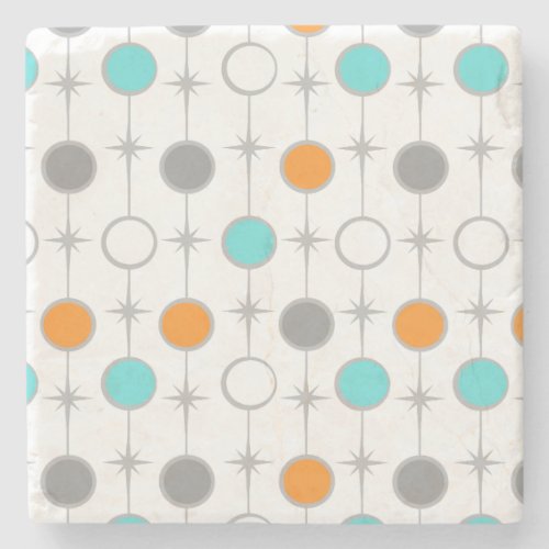Retro Dots and Starbursts Marble Coaster