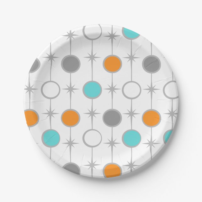 Retro Dots and Starbursts Paper Plate (Front)