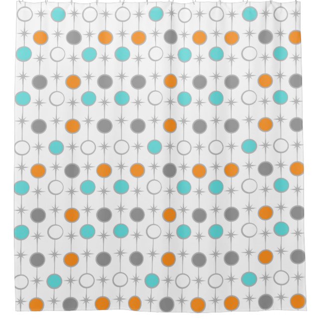 Retro Dots and Starbursts Shower Curtain (Front)