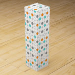 Retro Dots and Starbursts Wine Box<br><div class="desc">This customizable Retro Dots and Starbursts Wine Box design features (Wait for it.) a grid of colorful dots and starbursts. The vintage inspired turquoise; white, grey, and orange dots are separated by kitschy grey starbursts to form a geometric pattern. Customize the background color on this mid century modern product if...</div>