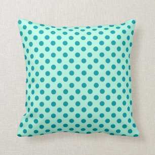 Retro dots - aqua and turquoise throw pillow