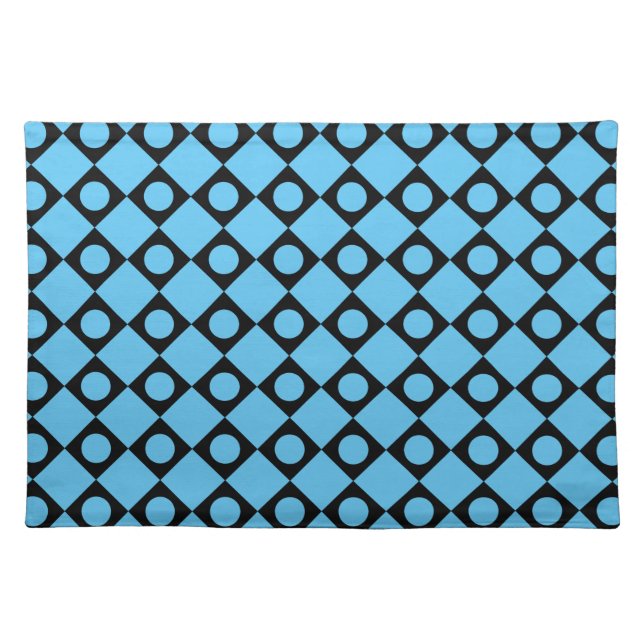 Retro Dots Black Cloth Placemat (Front)