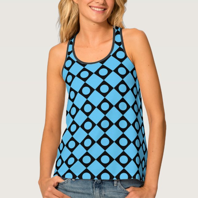 Retro Dots Black Tank Top (Front)