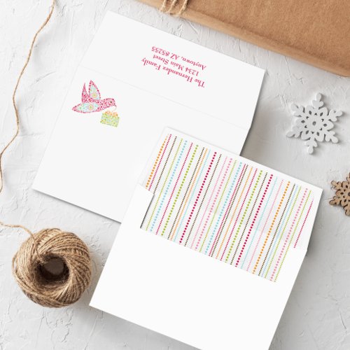 Retro Dots Christmas Dove Return address Envelope